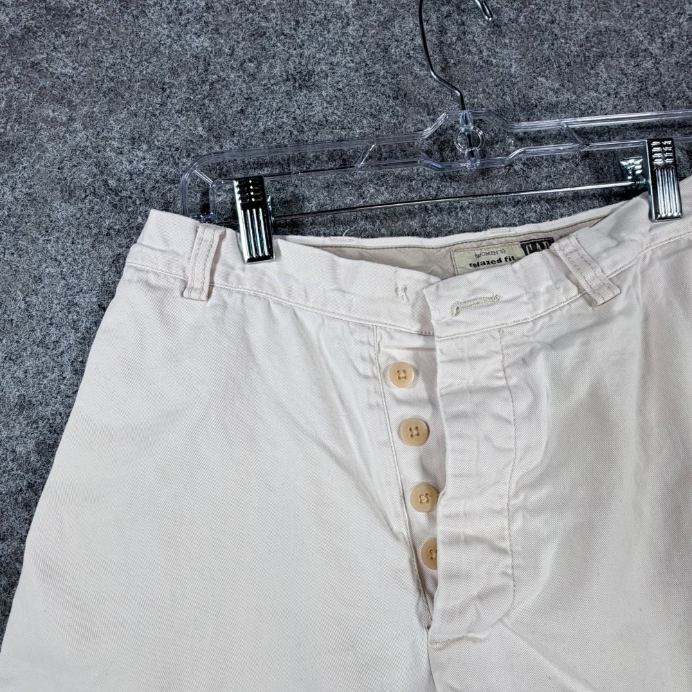Gap Chino Shorts Womens 8 White Cotton Relaxed Fit Mid Rise Button Fly Outdoor - Picture 5 of 15